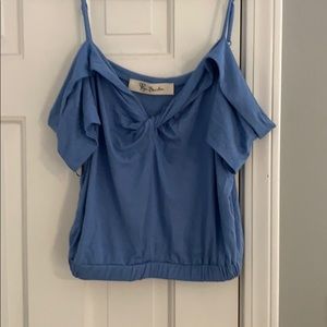 blue off the shoulder top
